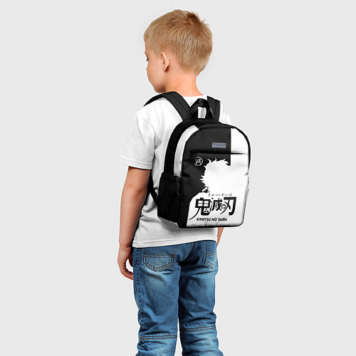 Детский рюкзак Черно белый силуэт Танджиро / 3D-принт – фото 5
