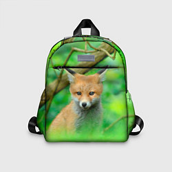 Детский рюкзак Лисенок в зеленом лесу, цвет: 3D-принт
