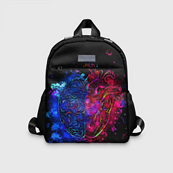 Детский рюкзак Сердце и мозг в неоне, цвет: 3D-принт