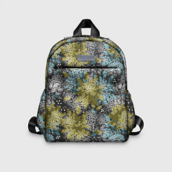 Детский рюкзак Черно оливковый цветочный