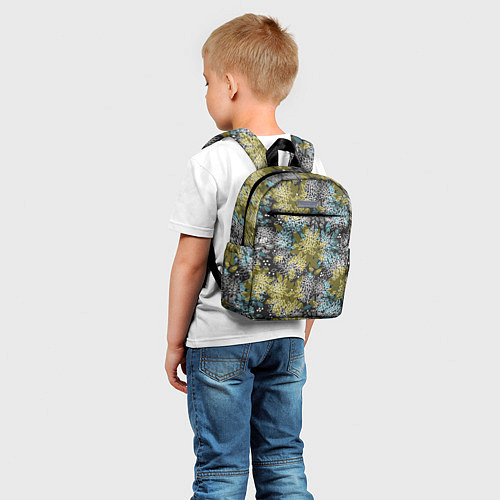 Детский рюкзак Черно оливковый цветочный / 3D-принт – фото 5