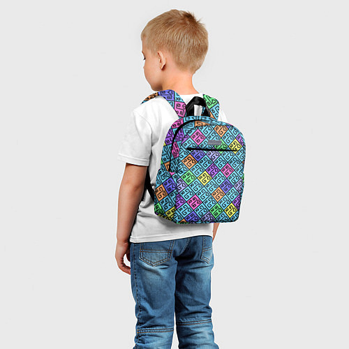 Детский рюкзак Неоновый яркий абстрактный узо / 3D-принт – фото 5
