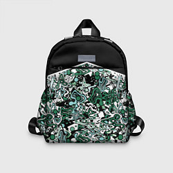 Детский рюкзак Черно-зеленые каракули, цвет: 3D-принт