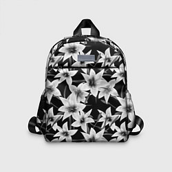 Детский рюкзак Лилии черно-белые, цвет: 3D-принт
