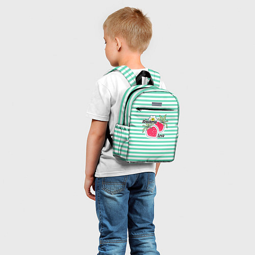 Детский рюкзак Цветы и ягоды земляники / 3D-принт – фото 5