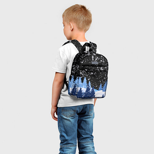 Детский рюкзак Снежная ночь в зимнем лесу / 3D-принт – фото 5