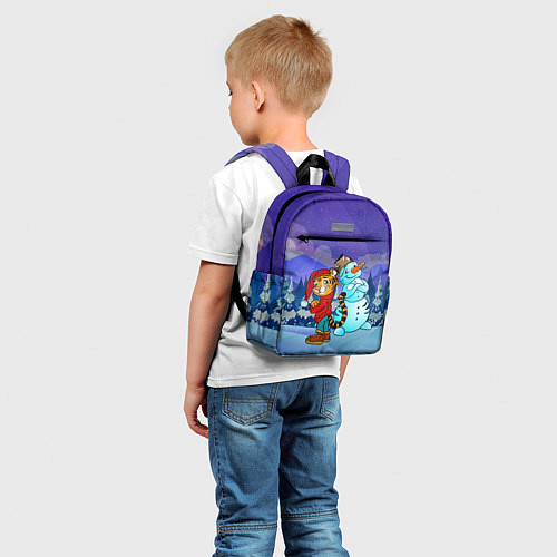 Детский рюкзак Тигр и снеговик Новогодние / 3D-принт – фото 5