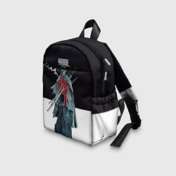Детский рюкзак Скелет Самурай с трубкой на черно белом фоне, цвет: 3D-принт — фото 2