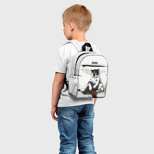 Детский рюкзак Котик с пистолетом на стене мем / 3D-принт – фото 5