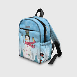 Детский рюкзак Снеговик в снежном дворике, цвет: 3D-принт — фото 2