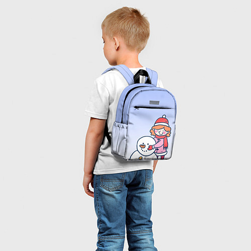 Детский рюкзак Девочка лепит снеговика / 3D-принт – фото 5
