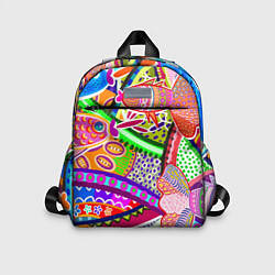 Детский рюкзак Разноцветные яркие рыбки на абстрактном цветном фо, цвет: 3D-принт