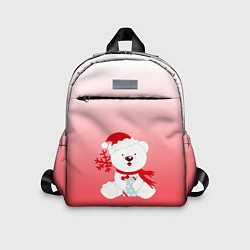 Детский рюкзак Белый мишка с подарком, цвет: 3D-принт