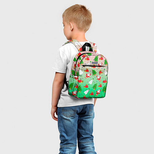 Детский рюкзак Новогодний узор елка санта / 3D-принт – фото 5