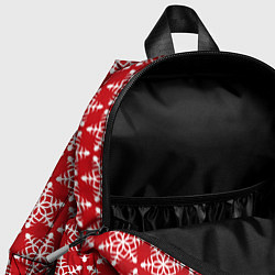 Детский рюкзак Снежинки белые на красном мелкий принт, цвет: 3D-принт — фото 2