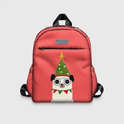 Детский рюкзак Новогодний Мопс Пёсик, цвет: 3D-принт