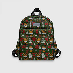 Детский рюкзак Вязаный стиль - тигр 2022 новогодний, цвет: 3D-принт