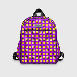Детский рюкзак Фиолетовый Фон с Желтыми Квадратами Иллюзия Движен, цвет: 3D-принт