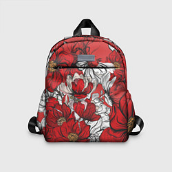 Детский рюкзак Цветы на алом фоне