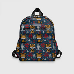 Детский рюкзак Вязаный стиль новогодний тигр 2022, цвет: 3D-принт