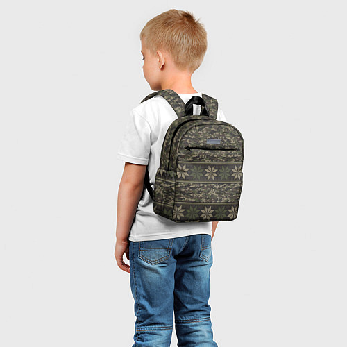 Детский рюкзак Вязанный камуфляж с цветами / 3D-принт – фото 5