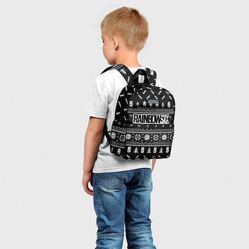 Детский рюкзак ЧЁРНЫЙ СВИТЕР RAINBOW SIX SIEGE НОВОГОДНИЙ 2022 / 3D-принт – фото 5