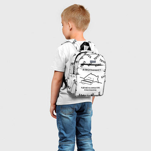 Детский рюкзак КОТ ПРОГРАММИСТ Я ДЕЛАЮ КЛАЦ КЛАЦ КЛАЦ / 3D-принт – фото 5