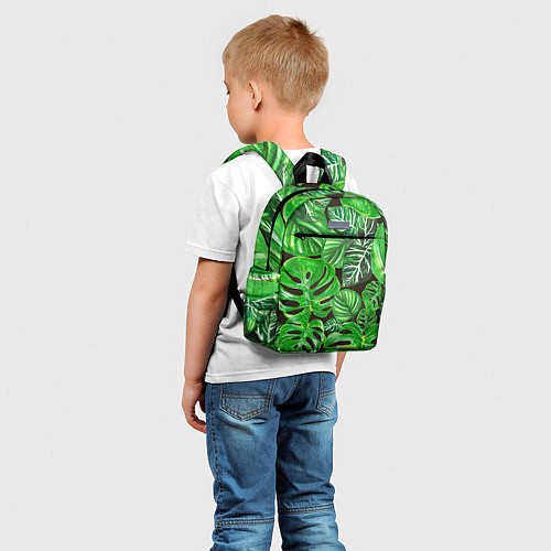 Детский рюкзак Тропические листья на темном фоне / 3D-принт – фото 5