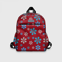 Детский рюкзак Снежинки Черепа красный