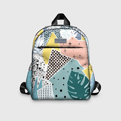 Детский рюкзак Абстрактный узор с пальмовыми листами и геометрией, цвет: 3D-принт
