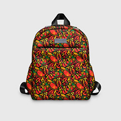 Детский рюкзак Желтые и красные цветы, птицы и ягоды хохлома