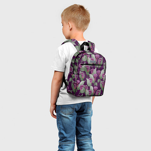 Детский рюкзак Фиолетовые каллы на темно фиолетовом фоне / 3D-принт – фото 5