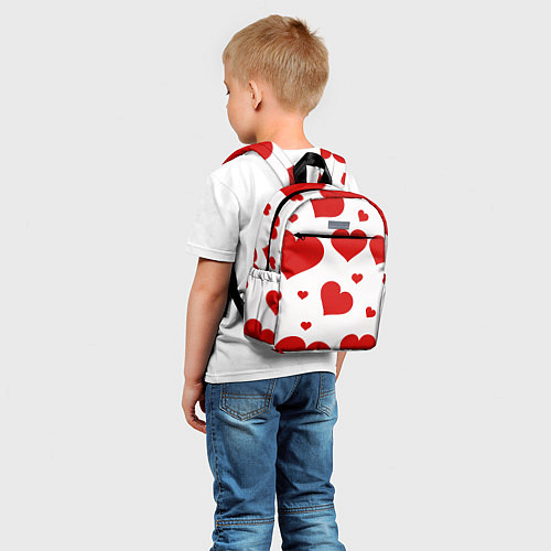 Детский рюкзак Красные сердечки Heart / 3D-принт – фото 5