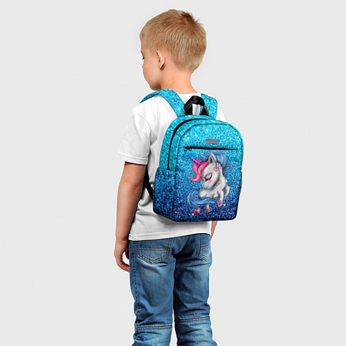 Детский рюкзак Единорог синие блестки / 3D-принт – фото 5