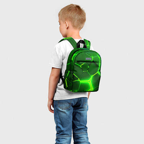 Детский рюкзак 3D ПЛИТЫ НЕОН NEON GREEN HEXAGON РАЗЛОМ / 3D-принт – фото 5