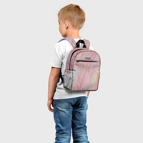 Детский рюкзак Мраморный дизайн с розовыми, синими и желтыми цвет / 3D-принт – фото 5
