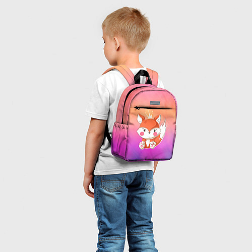 Детский рюкзак Маленький рыжий лисенок с короной / 3D-принт – фото 5