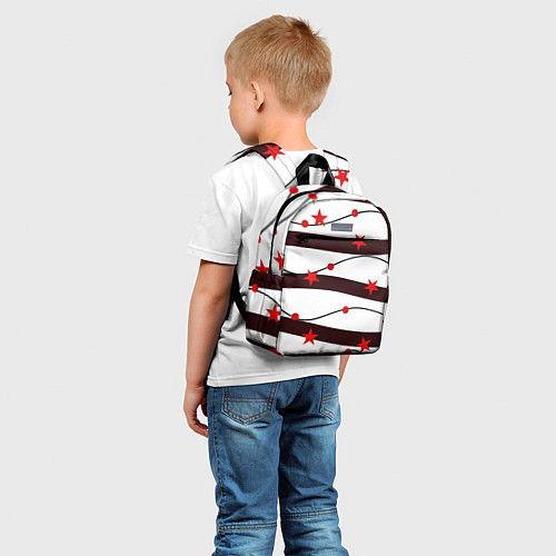 Детский рюкзак Красные Звезды На Волнах / 3D-принт – фото 5