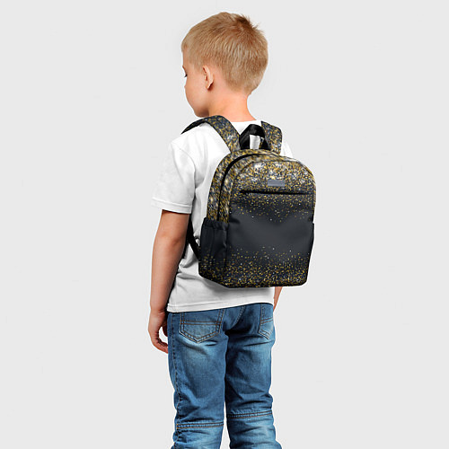 Детский рюкзак Золотые блестки на темном фоне Сияющий глиттер, бл / 3D-принт – фото 5