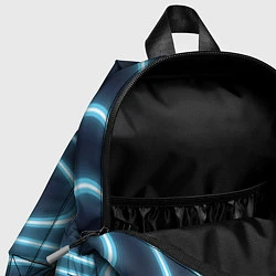 Детский рюкзак Неоновый свет Волны голубые на темном фоне, цвет: 3D-принт — фото 2