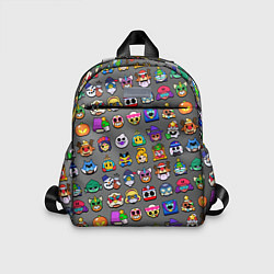 Детский рюкзак Значки на скины Бравл Старс Brawl Серый градиент П, цвет: 3D-принт