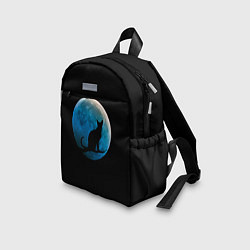 Детский рюкзак Силуэт кота на фоне синей луны, цвет: 3D-принт — фото 2