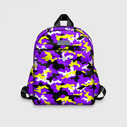 Детский рюкзак Камуфляж Фиолетово-Жёлтый, цвет: 3D-принт