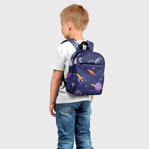Детский рюкзак Космический дизайн с планетами, звёздами и ракетам / 3D-принт – фото 5