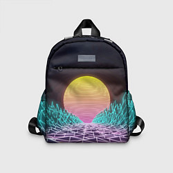 Детский рюкзак Vaporwave Закат солнца в горах Neon