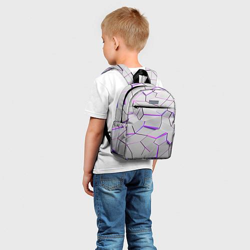 Детский рюкзак 3д плиты - белый неон / 3D-принт – фото 5