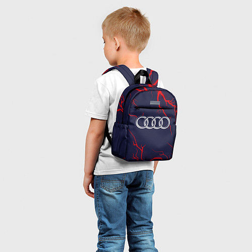 Детский рюкзак Символ AUDI на фоне грозы / 3D-принт – фото 5