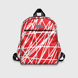 Детский рюкзак Белые линии на красном фоне Абстракция, цвет: 3D-принт