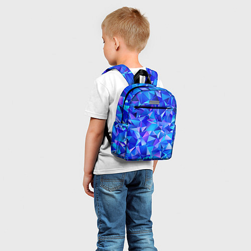 Детский рюкзак СИНЕ-ГОЛУБЫЕ полигональные кристаллы / 3D-принт – фото 5