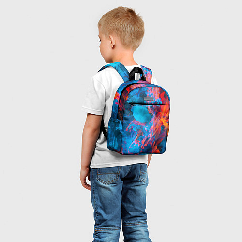 Детский рюкзак Красный и синий абстрактный дым / 3D-принт – фото 5